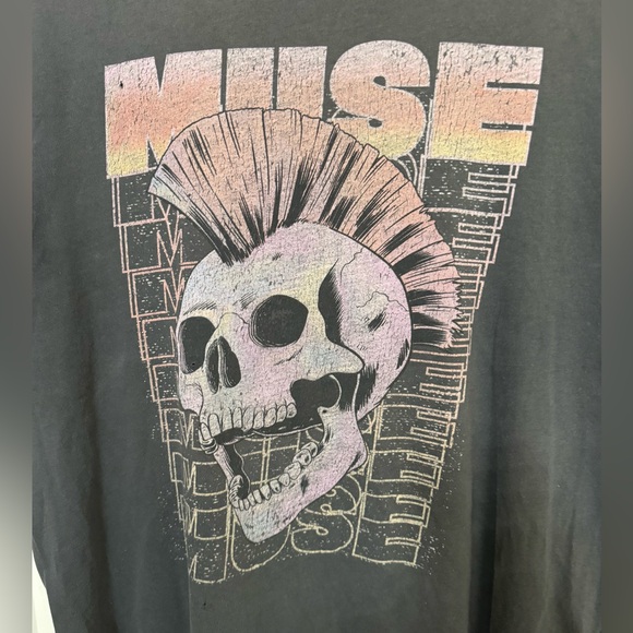 Muse Rock Band Tour Aged Worn Men’s L Gray Skull T-Shirt RARE - Picture 3 of 7